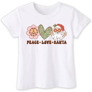 Toddler Boy Christmas Shirt for Girls Kids, Happy Xmas Tee, Santa Snowman Trees Dinosaur Reindeer Digger, 2-6T (3-4T, Peave Love)