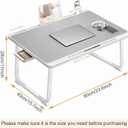 Extra Large 23 Inch Foldable Laptop Bed Desk with Storage Drawer & Bookstand, Portable Lap Tray Table for Bed Sofa Couch Floor, Multifunction Home Office Laptop Table