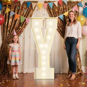 4FT Marquee Letters Y Sign,Large Light Up Numbers Party Decoration - Hook and Loop Fastener,No Tools Easy Setup, Corrugated Plastic for Birthdays Weddings Baby Anniversaries(Letters Y)