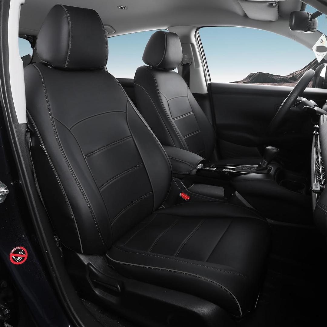 HRV Seat Covers for Honda HRV Sport,EX,EXL,Touring 2019 2020 2021 2022, 1:1 Custom Leather Car Seat Cover Full Set Waterproof - Black