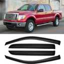Window Rain Guards for 2009-2014 Ford F150 Crew Cab, Window Visor Guard Vent Wind Shade Deflector Shield Protector Sun for 2010-2014 Ford F-150 SVT Raptor SuperCrew Cab, Outside-Mount, 4pcs