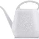 Fasmov 1-Gallon Plastic Watering Can with Comfortable Handle, Garden Watering Cans Long Spout for Indoor Outdoor Watering Plants (Gray White)
