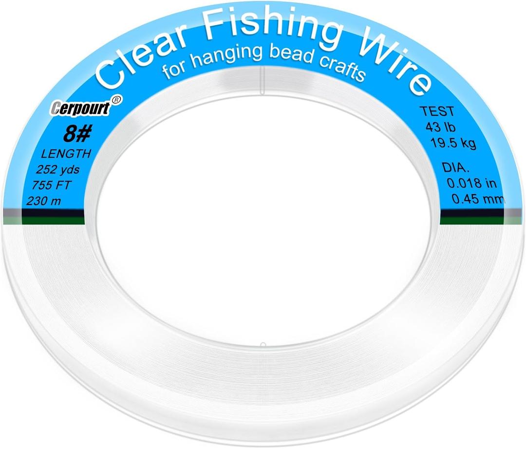 Clear Fishing Wire,755FT Monofilament Fishing Line,Clear String for Hanging,Strong Wire Invisible Nylon Thread for Hanging Balloon,Garland,Picture,Crafts,Decorations,Suitable for Beading Sewing
