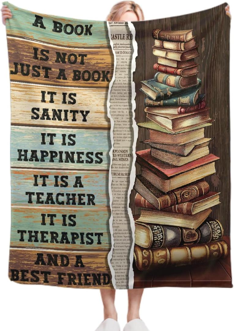 Book Blanket Vintage Book Lovers Throw Blanket - Gifts for Women-Super Soft Flannel Blanket for Sofa Couch Bed Camping Travel - Plush Warm Cozy Home Decor for All Seasons,40"x50"for Kids/Baby
