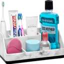 VITVITI Toothbrush Holders for Bathrooms, Bathroom Counter Organizer for Vanity Countertop/Sink, 5 Slots Tooth Brush/Toothpaste Holder Storage, Marble Look Bathroom Accessories, Black Resin (Large)