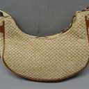 RNIEGA Straw Beach Bag for Women Small Woven Crossbody Bag Summer Mesh Hollow Beachy Purse Shoulder Bag for Vacation