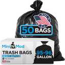 95-96 Gallon Trash Bags Heavy Duty | 50 Count | Extra Large 95-96 Gallon Trash Can Liners | 90-100 Gal for Outdoor, Commercial, and Home Use