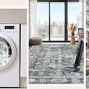 Area Rugs for Living Room 0.24inch Low Pile Faux Wool Bedroom Rug TPR Anti-Slip Backing Carpet Vintage Soft Rugs for Dining Room décor Machine Washable (Black Grey, 9 * 12)