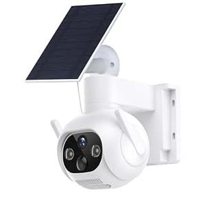 woomo 4G LTE Cellular Solar Security Camera Outdoor, No WiFi Needed, 360° Live View Pan/ Tilt, 2K Color Night Vision, PIR Motion Detection with Auto Tracking, 2-Way Audio, Built-in SIM Card