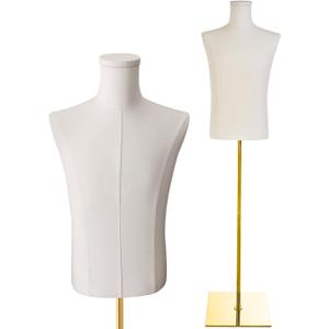 Adjustable Male Dress Form Mannequin with Golden Metal Stand for Clothes Window Display