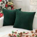 Kevin Textile Christmas Decorative Throw Pillow Covers Pack of 2 Corduroy Soft Solid Pillow Cases Square Pillowcases for Cushion Couch Sofa Bedroom Living Room 20 x 20 Inch, Dark Green