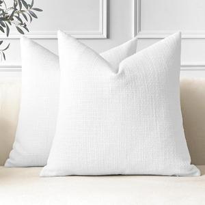 Pack of 2 Throw Pillow Covers 24x24 Inch Linen White Pillowcases Farmhouse Decorative Solid Pillow Covers 60x60 cm Square Cushion Case for Home Decor Sofa Couch Bed (White) Pack of 2 Throw Pillow Covers 24x24 Inch Linen White Pillowcases Farmhouse Decorative Solid Pillow Covers 60x60 cm Square Cushion Case for Home Decor Sofa Couch Bed (White)