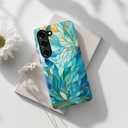 Esdot for Samsung Galaxy S23 Plus Case,Aesthetic Vintage Blue Leaves Wildflower Girly Shell,Compatible with Magsafe,Trendy Unique Retro Western Protective Slim Silicone Phone Cover for Women Girls