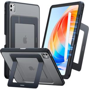 TORRAS for iPad Pro 13 inch Case 2024 (M4), Ultra Stable Stand, Multiple Adjustable Viewing Angles, Slim Protective Kickstand Cover, Translucent iPad Pro 13 Case with Pencil Holder, Black