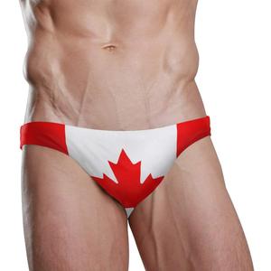 Sexy Swim Brief Bikini National Flag Beach Athletic Swimwear Briefs Sports  (Small, Canada Flag-multi)