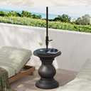 Christopher Knight Home Oriana MGO Outdoor Patio Side Table Umbrella Base, Heavy Duty Patio Umbrella Stand Outdoor Base with Hand-Turn Tightening Knob, Lounger Small Patio Coffee Table, Black
