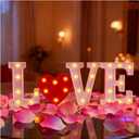 Valentines Day Love Letters Decorations - 4Pcs Pink Glitter Light Up Marquee Love Letter Lights with Red Heart for Valentines Day Table Wall Window Fireplace Mantel Home Decor, Battery Powered, 8.6''