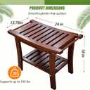 Solid Wood Shower Stool, 24" Bath Bench with Curved Seat, 330.7 lb Capacity, Non-Slip Feet, Storage Shelf, Natural Finish, Small,