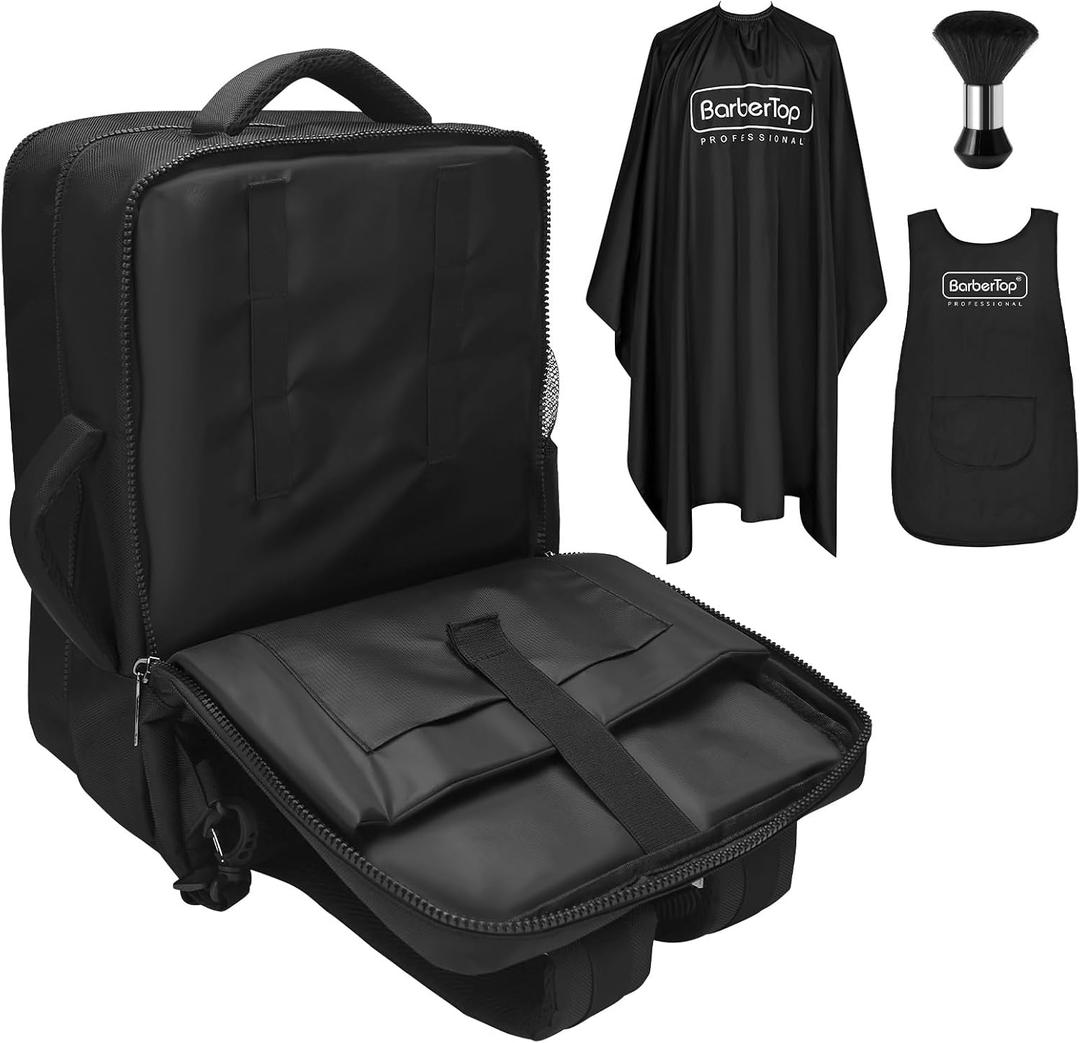 Barber Backpack for Clippers and Supplies, 17.7"x7.9"x13" Large Capacity Four-Layer Hairstylist Backpack, with General-purpose Barber Apron Cape Brush, Barber Bag for Barbershop Salon Home Use