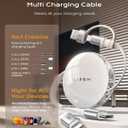 LISEN 5 in 1 Retractable Charging Cable, 60W Multi Charging Cable with USB-C/A/L Ports, Retractable Chargers for Multiple Devices, iPhone 17/16/15/14/13/12/11 Pro/Max, Galaxy S25/S24/S23, iPad Pro/Air