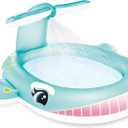 Intex 57440EP Inflatable Whale Spray Kiddie Pool for Kids 2+, 79" x 77" x 36" - Small Blow-Up Splash Pool & Sprinkler, Backyard Toddler Play Center (Blue)