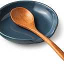 Miamolo Ceramic Spoon Rest for Stove Top, 5" Stove Spoon Holder for Kitchen Counter, Farmhouse Utensil Rest Tray for Spatula, Ladles Tongs, Vintage Blue