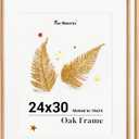 Fun Memories 24x30 Poster Frame, Solid Oak Wood Picture Frames, Modern Photo Frame for Wall 24x30 with 18x24 Mat, High Definition Plexiglass & Wall Hook Included (Beige, 2 Pack) (USA-Sourced Oak Wood Natural)