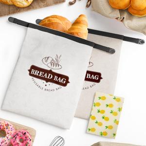 Sourdough Reusable Bread Storage Bags: Homemade Loaf Cotton Extra Large Bag - Plastic Lined Linen Cloth Organic Container with Wrap Cover - Baker Gift Sour Dough Tools to Keep Food Fresh Freezer
