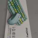 Compact Wireless Keyboard and Mouse Combo, Colorful Round Keycap, Soundless 68 Keys, Suitable for Girls and Kids, Compatible with Notebook, PC (Milk Tea)