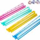 Premium Acrylic Mahjong Racks with Pushers  Set of 4 Colorful Mahjong Stands with Dice | Durable, Easy-Carry Design for American Mahjong Lovers