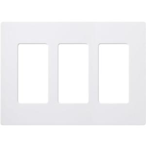 Lutron Claro Light Switch Cover Plate, 3 Gang Wallplate, for Decorator Light Switches, Rocker Light Switch Cover, Outlet Cover, Screwless Switch Plate Cover, Gloss, CW-3-WH, White (1 Pack)