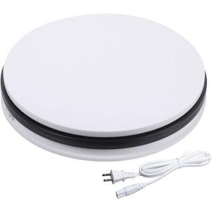 Fotoconic White Electric Motorized Rotating Turntable Display Stand, 14 Inch / 35cm Diameter, 110 Lb Centric Loading for Shop Display