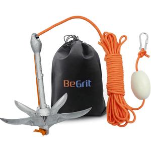 BeGrit Kayak Anchor Small Boat Anchor Folding Marine Anchor for Fishing,Kayak,Paddle Board,Canoe,Jet Ski, with 32.8 ft Anchor Tow Rope Carrying Bag