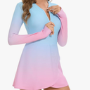 Long Sleeve Swimsuits for Women UPF 50+ Swim Dress Swimwear One Piece Bathing Suit with Skirts Rash Guard Over 50, size 2XL