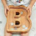 Piggy Bank for Kids Boys Girls, Large Personalized Wooden Letter Piggy Bank with Cut-Out Design, Alphabet Letter Coin Banks, Money Savings Box, Wooden Bank for Kids Creative Gifts for Real-Money(B)
