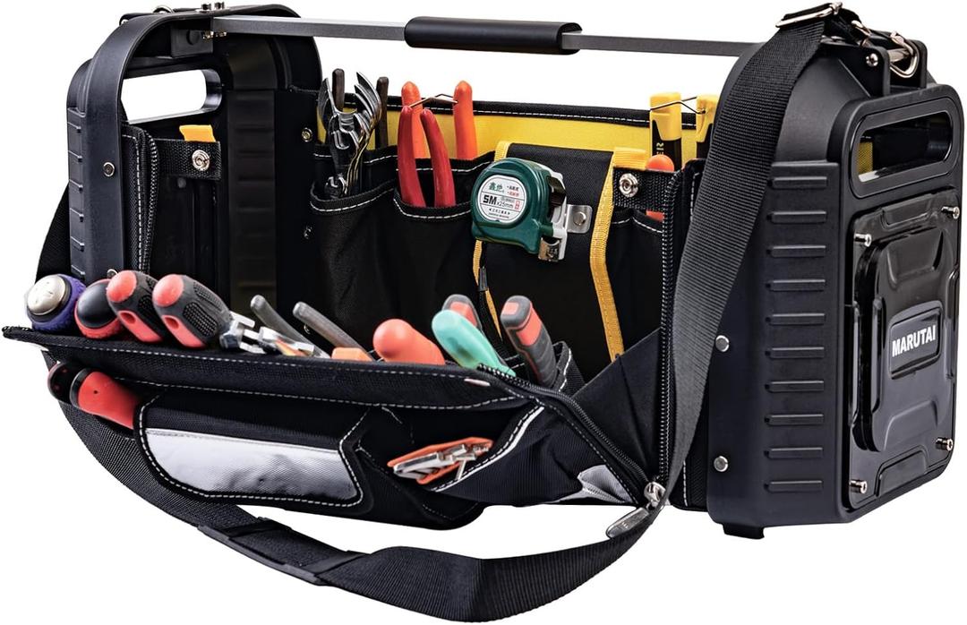 MARUTAI 24'' Large Tool Tote Bag, Open Top Tool Bag, 29 Pocket Heavy Duty Waterproof Tool Organizer, for Mechanics, Electricians