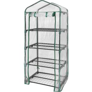 Miracle-Gro 23" x 17" x 57" All-Season 4-Tier Mini Grow House Outdoor or Backyard Easy Assembly Portable Greenhouse, Translucent