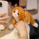 PEACH CAT Striped Cat Stuffed Animal 9.8" Realistic Kitten Plushies Soft Plush Toys Gifts for Kids Orange