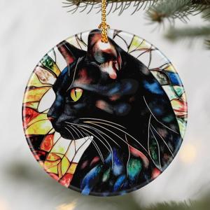 Black Cat Ornament, Christmas Ornaments: Christmas Tree Decorations, Holiday Decor, Stocking Stuffers, Gift Ideas, Xmas Gift, Gifts for Cat Lover