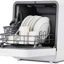 Compact No-Install Dishwasher - High Capacity Design, 2-Way Water Supply (Faucet Hookup + Self-Priming), Powerful Hot Air Dry Technology, Clear LED Panel, Space-Saving Solution for RVs, Dorms & Tin
