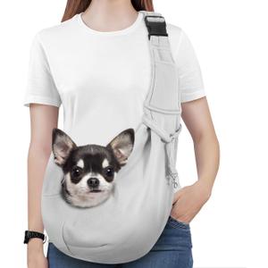 Pawaboo Small Dog Sling Carrier, Reversible Hands Free Dog Sling Carrier for Small Dogs and Cats, Puppy Sling Carrier with Adjustable Strap Buckle & Safety Harness, Puppy Essentials, Grey