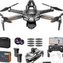 5G Brushless Drone with Camera for Adults 4K, 8K GPS FPV Drone with 3-Axis Gimbal & 360 Obstacle Avoidance - Foldable RC Drones for Adults, 5KM Transmission, 60min Flight, Auto Return (Sliver)