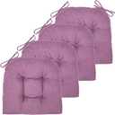 Chair Cushion, 4 Pack Chair Cushions for Dining Chairs, Chair Pads and Mat with Ties for Indoor Kitchen Seat and Desk (4 Count - 17 x 16 in, Light Purple)