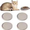 Arespark Pet Silicone Food Mat, Set of 4 Nonslip Waterproof Feeding Bowl Mat with Raised Edges for Food and Water Prevent Spills, Round Eating Tray for Dog Cat Puppy Kitten, 6'' x 6''