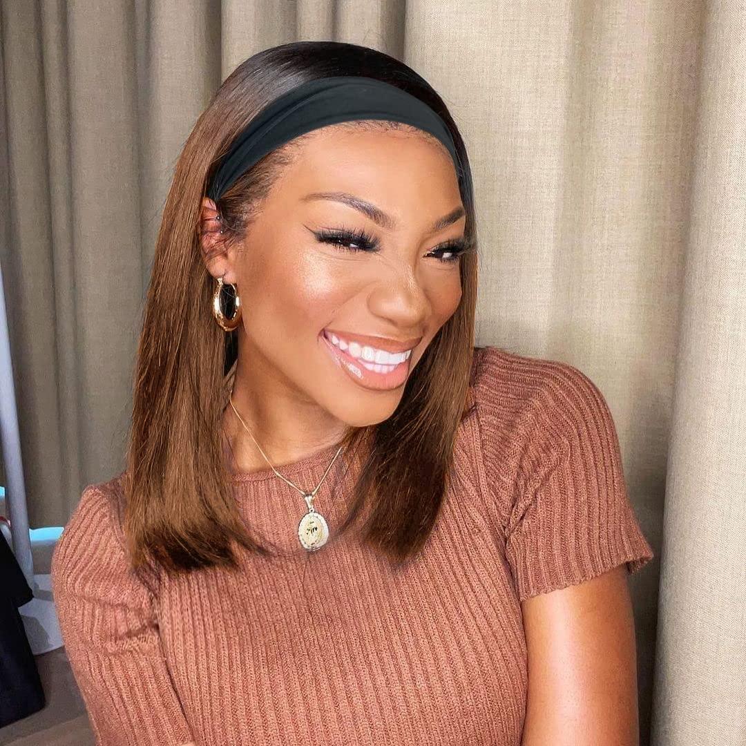 Headband Wigs for Black Women Ombre Wig 12inch Synthetic Headband Wig 180% Density Short Bob Wigs for Women More Colors Straight Hair Synthetic Glueless Bob for Black Women Daily Use