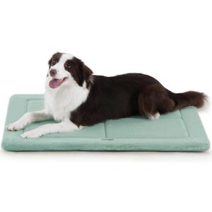MADE 4 PETS Dog Crate Pad Bed for Medium Large Dogs, Washable & Reversible, Anti-Slip Kennel Mat for Cozy Sleeping, Soft Fluffy Dog Bed for Indoor & Outdoor Use, 35"x23", Green