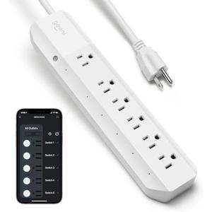 Geeni Smart Surge Protector 6-Outlet Power Strip – Wi-Fi Enabled with Voice Control (Alexa, Google Assistant), Surge Protection, 3ft Extension Cord, Remote Access
