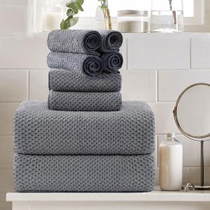 8 Piece Large Grey Family Bath Towel Set-2 Oversized Bath Towel Sheets,2 Hand Towels,4 Washcloths-600GSM Soft Highly Absorbent Quick Dry Beach Chair Towels Woven Towels for Bathroom Hotel and Spa, 8 Pcs Towel Set