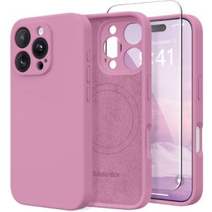 Magnetic for iPhone 16 Pro Max Case, Compatible with MagSafe, [Full Camera Protection][Screen Protector] Silicone Shockproof Protective Phone Case for iPhone 16 Pro Max 6.9", Blackcurrant