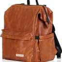 Hannah & Sophia Soho Traverse Baby Diaper Bag Backpack in Brown Leather